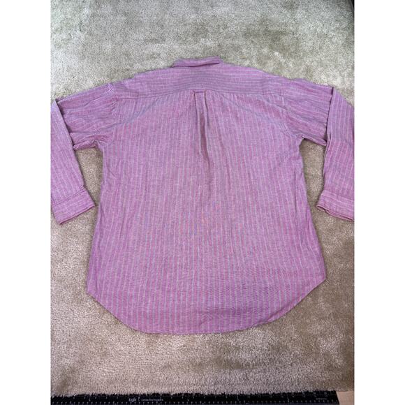 Vintage Men's American Eagle Long Sleeve Button Up Shirt L Red Striped C557 - Picture 6 of 11